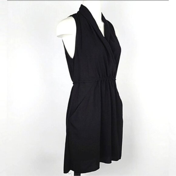 Wilfred Sabine Black Faux Wrap Sleeveless Mini Dress Pockets Size Small - Picture 3 of 13